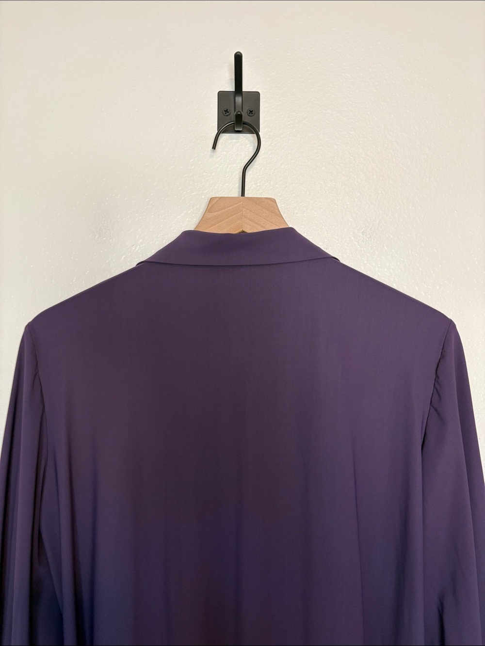Maria Pinto Stretch Crepe Flowy V-Neck Long Sleeve Relaxed Blouse Purple Large - Picture 6 of 8